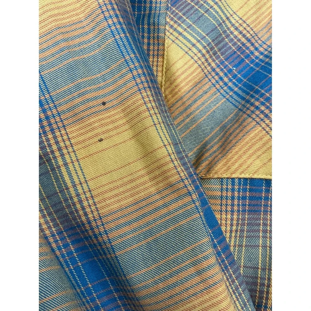 The North Face Flannel Jacket Mens XL Yellow Plaid Lined Snap Reve